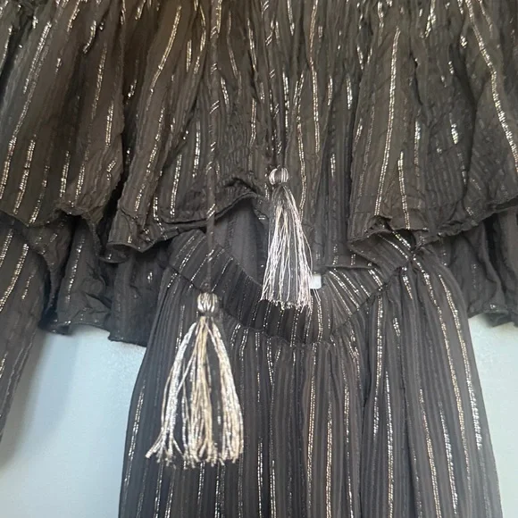 NWT NSR 2 Piece Black Maxi Dress with Silver Pin Stripes -Small - Picture 5 of 15